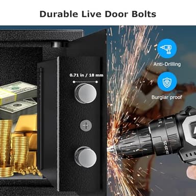 Bonsaii Safe Box with Electronic Keypad, Steel Security Lock Box with Key, 0.23 Cubic Feet, 9.06" W x 6.69" D x 6.69" H, Small Hidden Safe for Cash Jewelry - Image 2