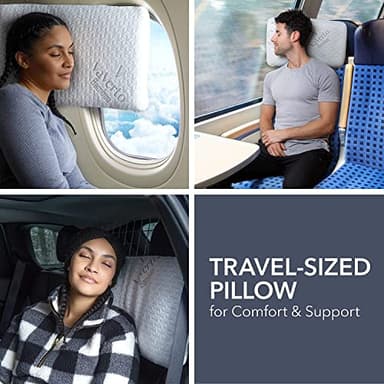 Vaverto Gray Travel and Camping Pillow - Compressible Medium Firm Memory Foam, Viscose Made from Bamboo Cover, Machine Washable, Ideal for Backpacking, Airplane, Car Travel - Image 4