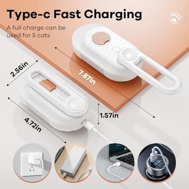 Cat Steam Brush for Shedding, 4 in 1 Rechargeable Steam Brush for Cats and Dogs, Anti-Static, Massage, Cleaning, Shedding & Combing All In One Ear Wax Removal Tool Camera (white Orange) - Image 6