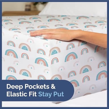 Kids Twin Size Rainbow Bed Sheets - 3 Piece Kids Rainbow Sheet Set - Raindrops Theme Bedding - Soft, Cute & Cozy - Breathable & Machine Washable - Colorful Bed Set for Boys, Girls, Teens & Toddlers - Image 6