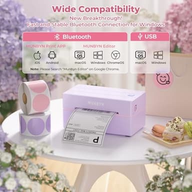 MUNBYN Bluetooth Thermal Label Printer, 130B Wireless 4x6 Shipping Label Printer for Shipping Packages Small Business Office or Home, Compatible with iPhone Android iPad Windows macOS Chrome Etsy eBay - Image 3
