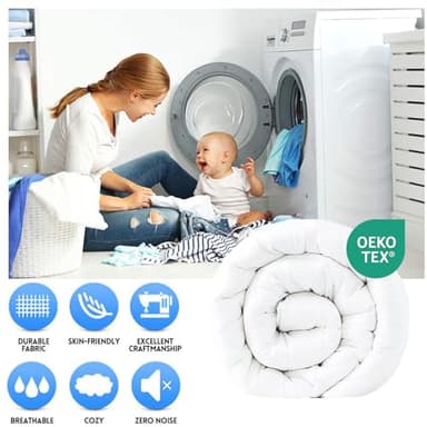 EASELAND King Size Down Alternative Comforter - Quilted Duvet Insert for All Seasons, Soft Lightweight with Corner Tabs, Summer Winter Warm Bedding, White 90x102 Inches - Image 2