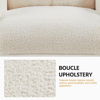 Topeakmart Fabric Recliner Chair Adjustable Modern Single Sofa Chair with Pocket Spring Living Room Bedroom Home Theater Ivory - Image 8