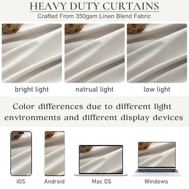 Neutral 10 ft Blackout Curtains 120 Inches Long,Linen Elegant Villa Cottage Floor Length Tall Window Curtains for Sliding Door 2 Panels Privacy Room Divider Drapes for Living Room (Pinch Pleated) - Image 5