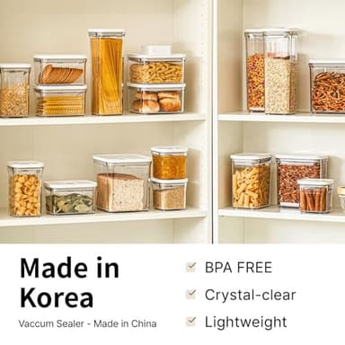 VAKUEN Premium Airtight Food Storage Containers Mega 8P/Set. Total 46.11cup, 7pcs Container and Vacuum Sealer. Smart One-Click Seal Lid, Patented Double Silicone Lining, 100% Leak Proof, BPA-FREE - Image 4