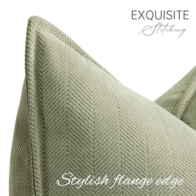 ZWJD Sage Green Pillow Covers 20x20 Set of 2 Chenille Throw Pillow Covers with Elegant Design Soft and Luxurious Decorative Throw Pillows for Couch, Bed, and Home Decor - Image 2