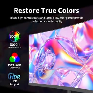 KTC 24 Inch Curved Gaming Monitor, 165Hz FHD 1080P Frameless Computer Monitor, Freesync/G-Sync Support, 99% sRGB, 3000:1 Contrast, HDMI, DisplayPort, Wall Mountable/Tilt Adjustable, H24S17 - Image 3