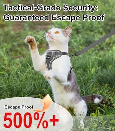 Cat Harness and Leash for Walking Escape Proof Soft Adjustable Cat Leash Breathable Comfortable Vest Easy to Wear Kitten Harness for Outdoor Travel Grey XS - Image 2