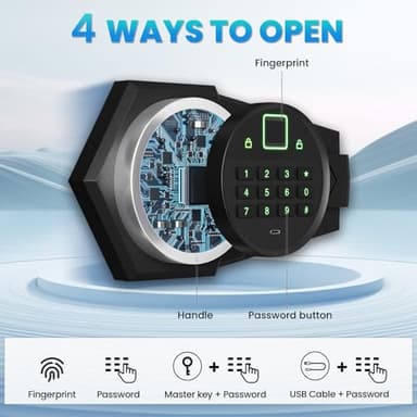 SAFE,6.5 Cu ft Large Safe Box Fireproof Waterproof,with LED Light fire proof safe for home documents,Fingerprint password personal Safe with Deposit Slot & Dual Alarm System,Security Box fo Valuables - Image 2