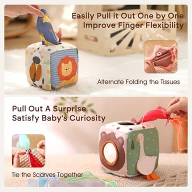 Youuys Baby Tissue Box Toy for Babies 6-12 Months - Montessori Toys Baby Tissue Box Sensory Toys for 1 Year Old - Boy Girl Gifts for Babies 6 12 18 Months Old - Image 3