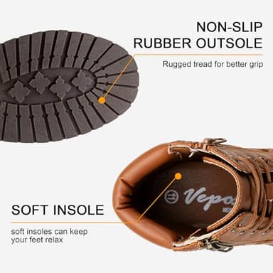 Vepose Women's Combat Ankle Boots, Comfortable Short Booties, 903 - Yellow Brown, Size 7 US - with Buckle Strap (CJY903 Yellow brown01 07) - Image 8