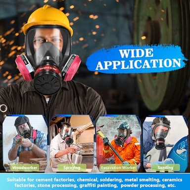 Full Face Gas Masks Survival Nuclear and Chemical with 40mm Activated Carbon Filter and 60921 Filters/Cartridges, Respirator Mask With Filters Against Dust, Organic Vapor, Paint, Welding, Chemicals - Image 2