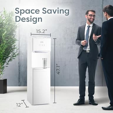 Igloo Bottom Load Water Cooler Dispenser - Hot, Cold, or Room-Temperature Water - Holds 3 or 5 Gallon Bottles - Child Safety Lock - Perfect for Homes, Kitchens, Dorms - White Stainless - Image 3