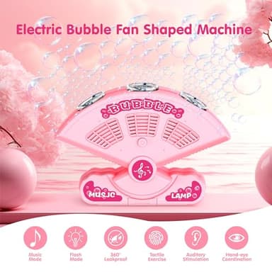 Bubble Machine-Automatic Fan-Shaped Bubble Blower Machine-10,000 Bubble Per Min Bubbles Maker for Kids,Portable Bubble Maker Toys for Outdoor,Wedding,Party,Birthday-Pink - Image 2