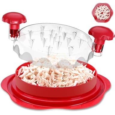 Chicken Shredder Tool Twist: 2025 Pro Food-Grade Visible Meat Shredder with Strong Anti-Slip Base, Ergonomic Handle, Chicken Breast Shredder, Suitable for Pork Beef Chicken (Red, 10.8 inch) - Image 1