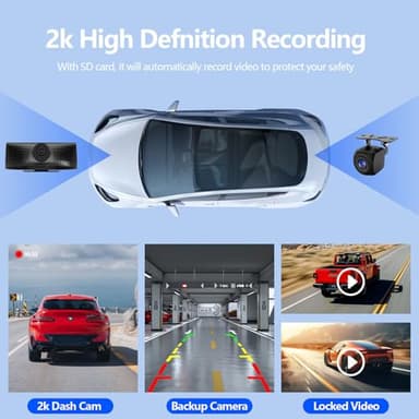 Wireless Carplay Screen for Car 2K Dash Cam, 8.1" HD Portable Car Stereo with Carplay & Android Auto, 1080P Backup Camera, Mirror Link/Bluetooth/GPS Navigation/Satellite Radio for All Vehicles - Image 4