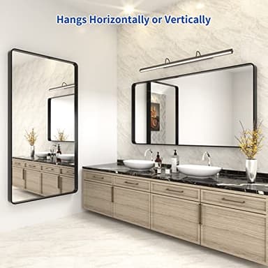WEER Black Bathroom Mirror for Wall 60X30 Inch, Rectangular Black Metal Framed Vanity Mirror, Farmhouse Matte Black Mirror with Tempered Glass, Rounded Corner, Anti-Rust (Horizontal/Vertical) - Image 5
