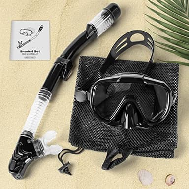 Snorkeling Gear for Adults, Dry Top Snorkel Set with Panoramic Anti-Leak and Anti-Fog Tempered Glass Lens, Adjustable Snorkeling Set for Scuba Diving Swimming Training Snorkel Kit - Image 7