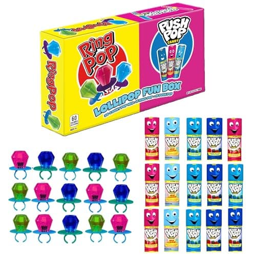 Bazooka Brands Halloween Candy Variety Pack, 30 Ct Bulk Individually Wrapped Hard Candy from Push Pop & Ring Pop, Full Size, Birthday Party Favors, Trick or Treat, Halloween Bowls, Gifts for Kids - Image 1