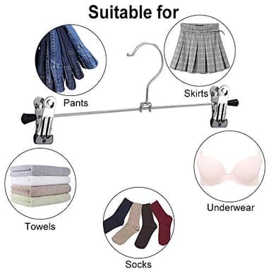 NORTHERN BROTHERS Pants Hangers with Clips Heavy Duty 20 Pack, Adjustable Metal Pants Hanger, Skirt Hangers with Clips Space Saving Hangers for Jeans - Image 4