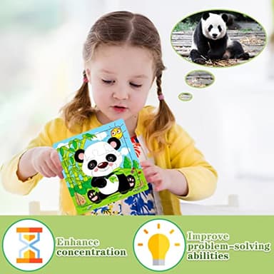 Aitey Set of 6 Toddler Puzzles Ages 2-4, Wooden Jigsaw Puzzles for Kids Ages 3-5, Puzzles for Toddlers 2 3 4 Year Old, Kids Puzzle Toys with Animal Patterns Educational Toys for Boys and Girls - Image 4