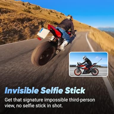 Insta360 X4 Motorcycle Bundle- 8K Waterproof 360 Action Camera, 4K Wide-Angle Video, Invisible Selfie Stick, Removable Lens Guards, 135 Min Battery Life, AI Editing, Stabilization, for Sports, Travel - Image 5