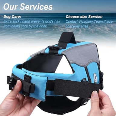 VIVAGLORY Front Float Dog Life Vest, Dog Life Jacket for Swimming & Boating, Swimming Vest with Chin Float & Handle, Ripstop & Buoyancy for Puppy Doggy, XS, Blue - Image 6