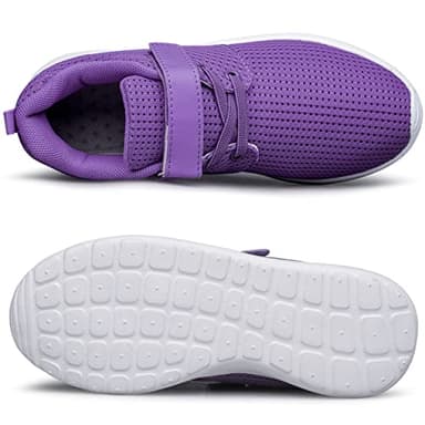 TOEDNNQI Boys Girls Sneakers Kids Lightweight Breathable Strap Athletic Running Shoes for Toddler/Little Kid/Big Kid Purple Size 8 - Image 3