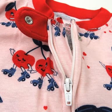 HonestBaby Non-slip Footed Pajamas One-piece Sleeper Jumpsuit Zip-front Pjs 100% Organic Cotton for Baby Girls, Cherry Crush, 18 Months - Image 4