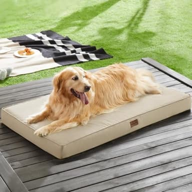 BFPETHOME Outdoor Dog Beds for Large Dogs, Waterproof Dog Bed for Medium, Large, Extra Large Dogs, Orthopedic Pet Bed with Removable Washable Cover, Egg Crate Foam Pet Bed Mat. (42 x 30in, Beige) - Image 2