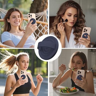 COFFKER Magnetic Phone Ring Grip Holder, Silicone Finger Loop Grip, Compatible with MasSafe, Back of Phone for iPhone Pro Max/Plus/16/15/15/14/13/12 Series, Midnight Blue - Image 2