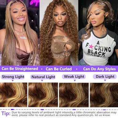 Honey Blonde Ombre Lace Front Wig Human Hair Highlight Body Wave 13X6 Lace Front Wigs Human Hair Pre Plucked HD Frontal 180 Density Glueless 4/27 Highlighted Human Hair Wig 26 Inch - Image 7