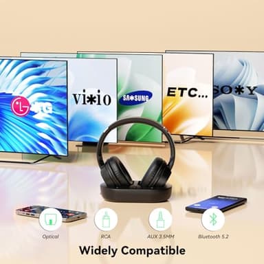 SKYCOMET Wireless Headphones for TV, TV Headphones Wireless for Seniors with Transmitter Charging Base, Perfect Audio Sync, No Audio Dealy, Ideal Gift for The Mom, Seniors, Elderly - Image 7