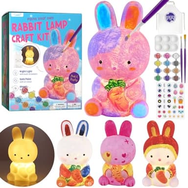 Paint Your Own Bunny Lamp Kit, Art Supplies Painting Kits for Kids, Arts and Crafts for Kids Ages 8-12, Bunny Toys Girls Boys Halloween Birthday Christmas Gifts Ages 3 4 5 6 7 8 9 10 11 12+ - Image 1