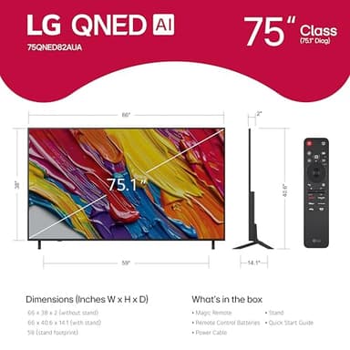 LG 75-Inch Class QNED AI 4K QNED82A Series Smart TV w/AI Sound, HDR10, 4K Super Upscaling, Filmmaker Mode, Wow Orchestra, Alexa Built-in (75QNED82AUA, 2025) - Image 2