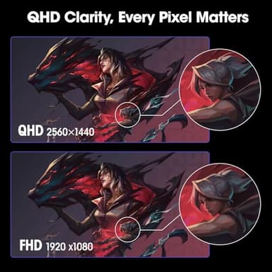 KOORUI Gaming Monitor, QHD 24" Nano IPS Display, 1440P 165Hz Computer Monitor, 1ms 2K PC Screen, 100% sRGB, Adaptive Sync, Height/Tilt/Pivot Adjustment, HDMI, DisplayPort, GP01 - Image 3