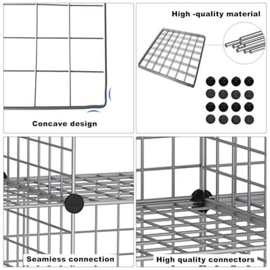 C&AHOME Wire Cube Storage, 9 - Cube Organizer Metal C Grids, Modular Shelves Units, Closet Organizer, Ideal for Home, Office, Living Room, 36.6”L x 12.4”W x 48.4”H, Silver Gray UWCS3009G - Image 8