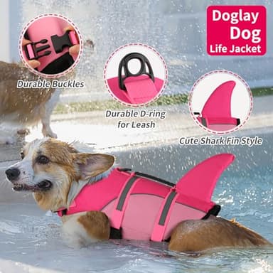 Doglay Ripstop Dog Vests - Shark Life Jacket for Swimming & Boating with High Buoyancy and Rescue Handle - Adjustable for Small to Large Dogs - Image 3