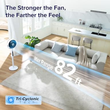 Levoit Standing Fan for Bedroom, CirculAir 120° Oscillating, Quiet 20dB, 9 Speeds, 4 Modes, DC Motor, 2 in 1 Pedestal & Tabletop, 82ft, Remote Control, Sensor, 9H Timer, 908CFM Ultra-High Airflow - Image 3