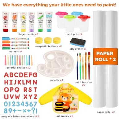 Belleur All-in-One Art Easel for Kids, Adjustable Double Sided Wooden Easel for Toddlers with Magnetic Whiteboard & Chalkboard, Paper Roll, Art Supplies, Child Painting Easel for Kid 2-8 Birthday Gift - Image 6