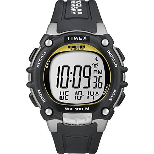 Timex Men's Ironman Triathlon Classic 100 44mm Watch – Black & Silver-Tone Case Yellow Accents with Black Resin Strap - Image 1