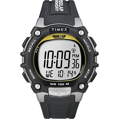 Timex Men's Ironman Triathlon Classic 100 44mm Watch – Black & Silver-Tone Case Yellow Accents with Black Resin Strap - Image 1