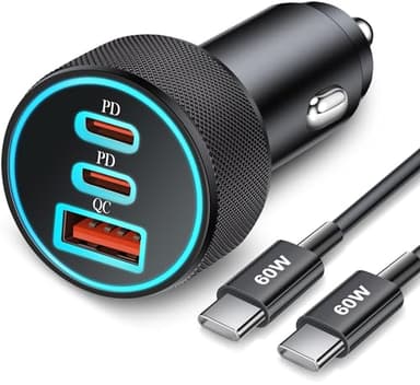 67W 3-Port Super Fast Type C Car Charger USB C for Samsung Galaxy S25 S24 S23 S22 S21 Ultra, iPhone 17/Air/16/15 Pro Max, Android, PD/QC Car Phone Adapter Accessories for Men Women + 3FT USB-C Cable - Image 1