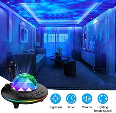Mycket Star Projector, Galaxy Projector Light, Ocean Wave LED Night Light Lamp, Night Light Projector with Remote 360°Rotating Sleep Soothing Colors Changing Music Bluetooth Speaker Timer for Bedroom - Image 2