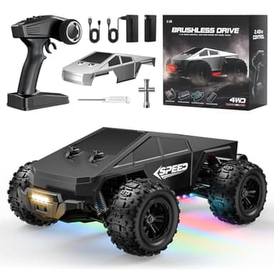 WayEee RC Car 1/16 Brushless Fast Cars Toys for Adults and Boys 8+, Max 35 mph High Speed 4X4 Truck, 2.4GHz Remote Control, 2 Replaceable PVC Shell, All Terrain Vehicle, Colorful LED Lights - Image 9