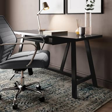 SIMPLIHOME Dylan SOLID WOOD Industrial 60 inch Wide Writing Office Desk in Black for the Office Desk, Writing Table, Workstation and Study Table - Image 2