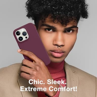 GONEZ for iPhone 14 Pro Case, Compatible with Magsafe, with Screen Protector + Camera Lens Protector, Soft Anti-Scratch Microfiber Lining, Shockproof Liquid Silicone Phone Cover, Wine Red - Image 7