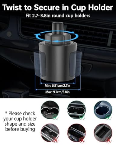 ASKPULION 12V Car fan, 3-Speed Portable Vehicle Fan for Front Seat, Cigarette Lighter Powered with Car Charger, Mounted in Cup Holder, 360° Rotation, Car Necessities for Dog/SUV/RV/Truck/Van - Image 3