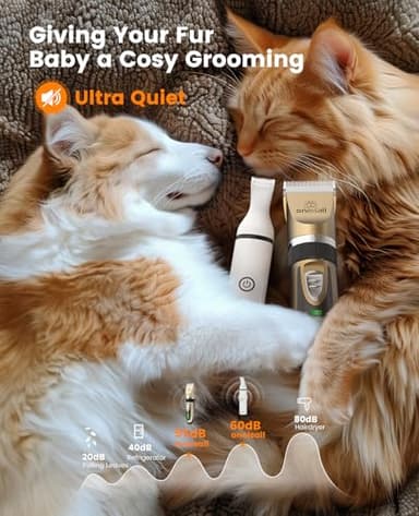 oneisall Dog Clippers and Paw Trimmer Kit 2 in 1 Low Noise Cordless Dog Clippers for Grooming Pet Hair Trimmers for Small and Large Dogs Cats Animals - Image 4