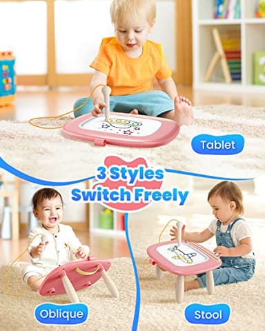 Seimome Magnetic Drawing Board, Toddler Girl Toys for 1-2 Year Old, Doodle Board Pad Learning and Educational Kids Toys for 1 2 3 Year Old Baby Girl Birthday Christmas GIF- Pink - Image 2
